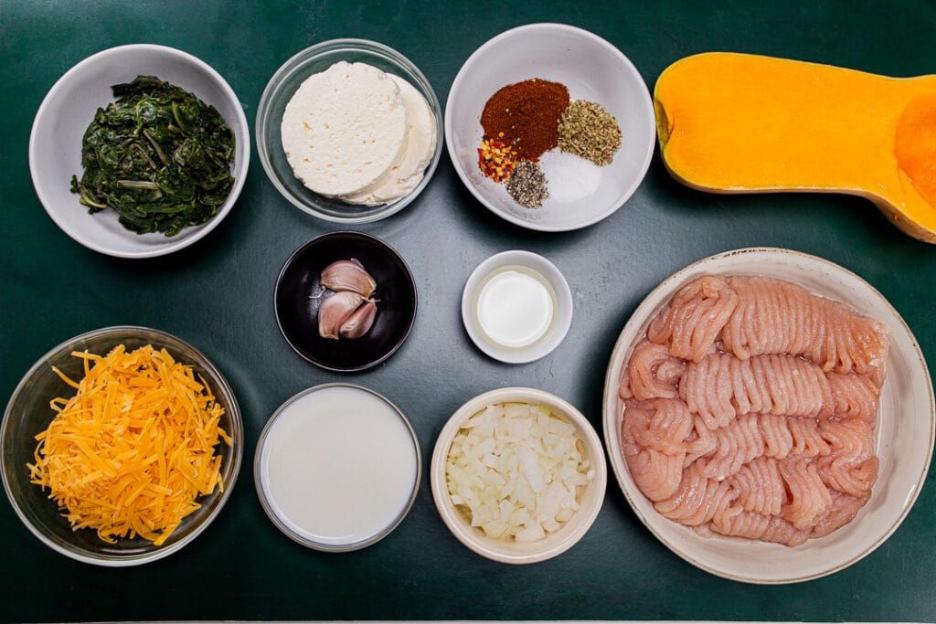 This is a photo of a stuffed butternut squash ingredients.