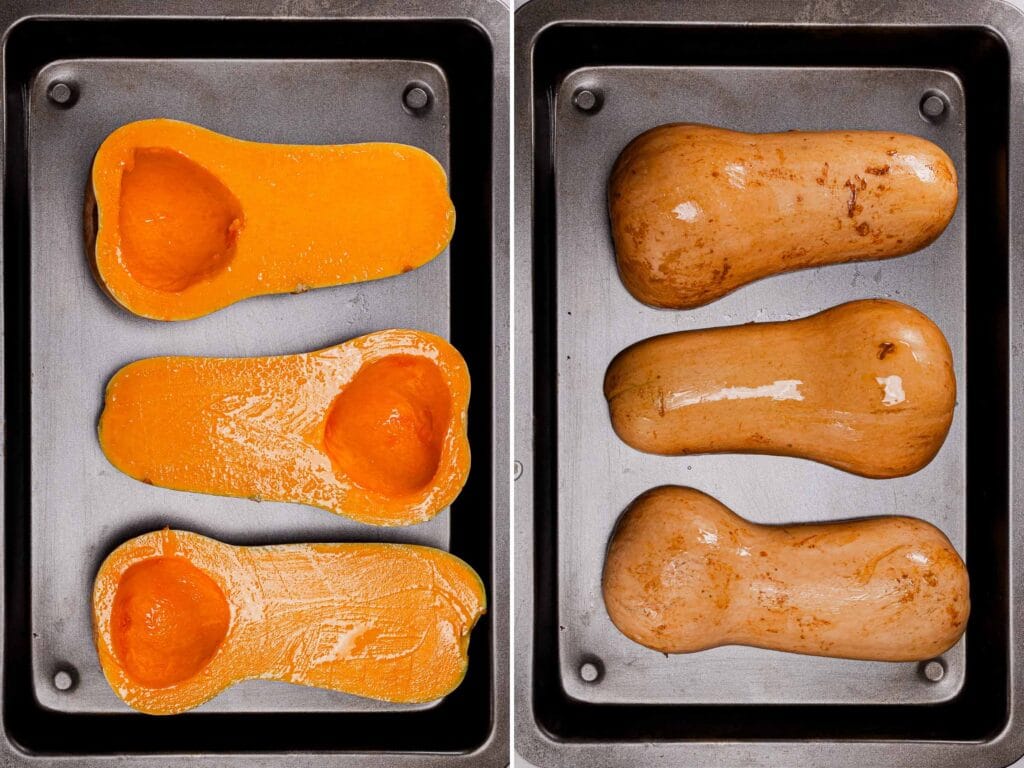 This is a photo of a stuffed butternut squash step by step 1