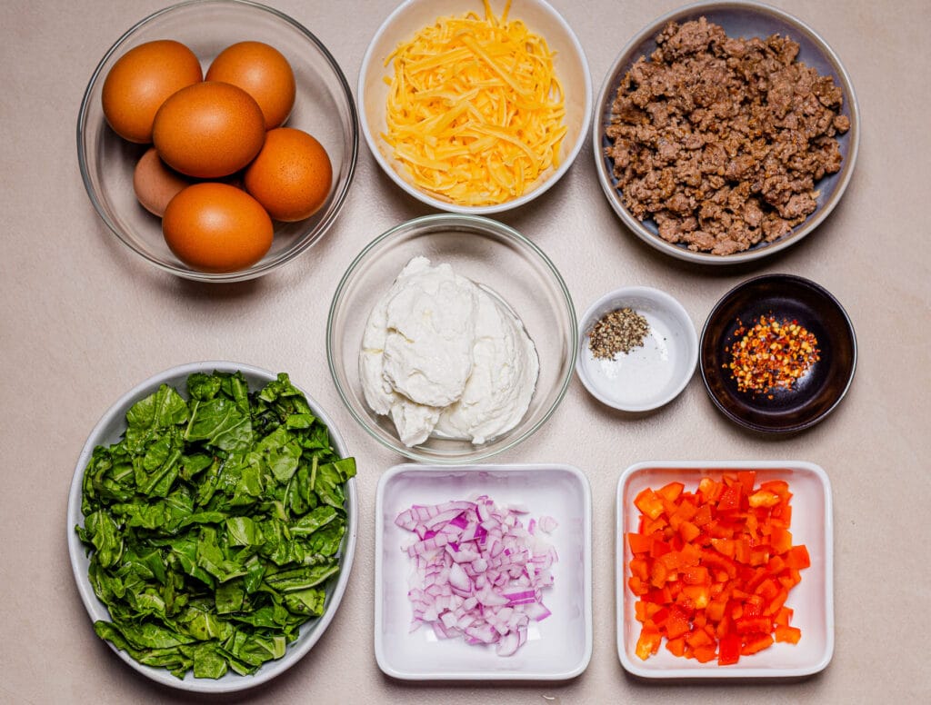 This is an image of the cottage cheese egg bake ingredients.
