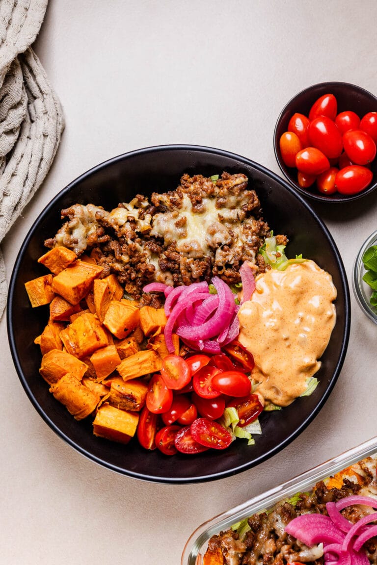 High-Protein Cheese burger Bowl (40g Protein)