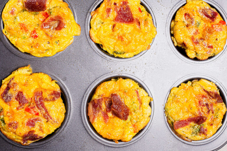 Bacon Broccoli Egg Muffins with Cottage Cheese