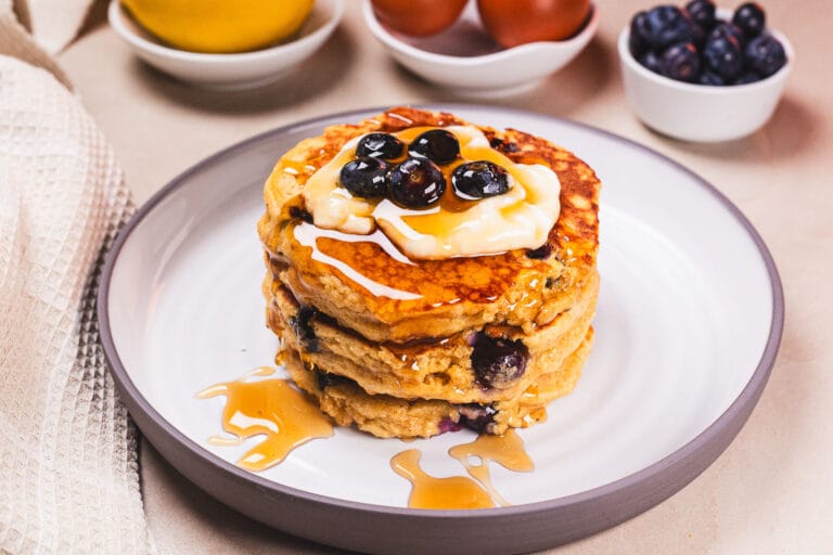 Greek Yogurt Blueberry Pancakes